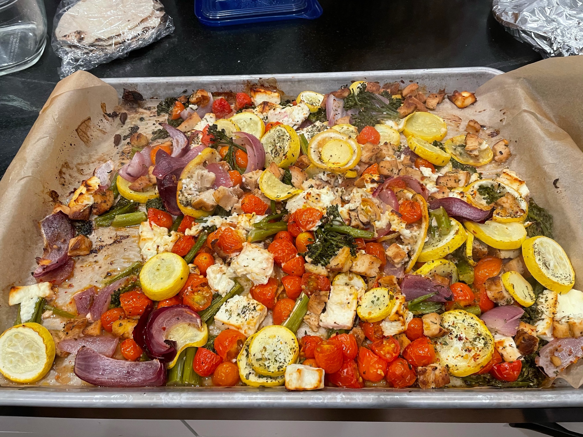 Sheet-Pan Baked Feta with Broccolini, Tomatoes and Lemon | Chris F. Nicholson